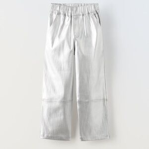 Zara Girls Metallic Silver Pants, Size 13-14